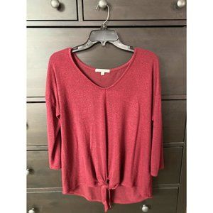 Burgundy Light Sweater with Tie-Front